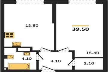 Фото №1: 1-комнатная квартира 39 м², 8/16 эт. - Краснодар, мкр. Догма Парк,