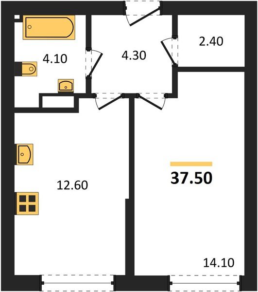 Фото №1: 1-комнатная квартира 37&nbsp;м², 4/16&nbsp;эт. - Краснодар, Прикубанский внутригородской округ, мкр. Догма Парк