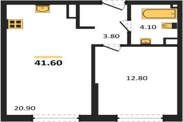 Фото №1: 1-комнатная квартира 41 м², 6/16 эт. - Краснодар, мкр. Догма Парк,