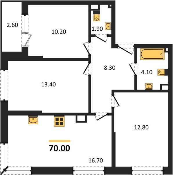 Фото №1: 3-комнатная квартира 70&nbsp;м², 9/16&nbsp;эт. - Краснодар, Прикубанский внутригородской округ, мкр. Догма Парк