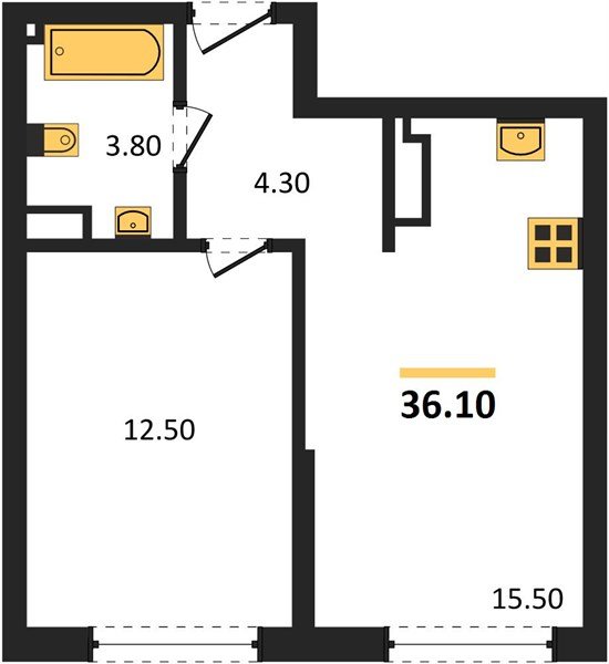 Фото №1: 1-комнатная квартира 36&nbsp;м², 12/16&nbsp;эт. - Краснодар, Прикубанский внутригородской округ, мкр. Догма Парк