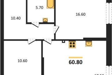 Фото №1: 2-комнатная квартира 60 м², 2/16 эт. - Краснодар, мкр. Догма Парк,