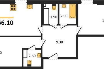 Фото №1: 2-комнатная квартира 66 м², 13/16 эт. - Краснодар, мкр. Догма Парк,