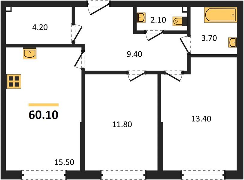 Фото №1: 2-комнатная квартира 60&nbsp;м², 2/16&nbsp;эт. - Краснодар, Прикубанский внутригородской округ, мкр. Догма Парк