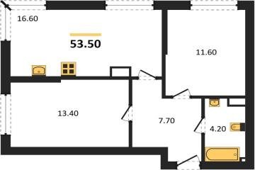 Фото №1: 2-комнатная квартира 53 м², 13/16 эт. - Краснодар, мкр. Догма Парк,