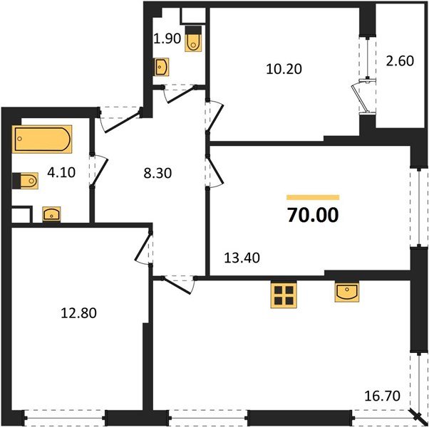 Фото №1: 3-комнатная квартира 70&nbsp;м², 7/16&nbsp;эт. - Краснодар, Прикубанский внутригородской округ, мкр. Догма Парк, ул. Анны Ахматовой, 22лит