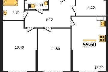 Фото №1: 2-комнатная квартира 59 м², 3/16 эт. - Краснодар, мкр. Догма Парк, ул. Анны Ахматовой, 22лит