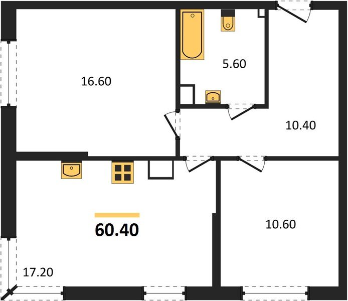 Фото №1: 2-комнатная квартира 60&nbsp;м², 8/16&nbsp;эт. - Краснодар, Прикубанский внутригородской округ, мкр. Догма Парк, ул. Анны Ахматовой, 22лит