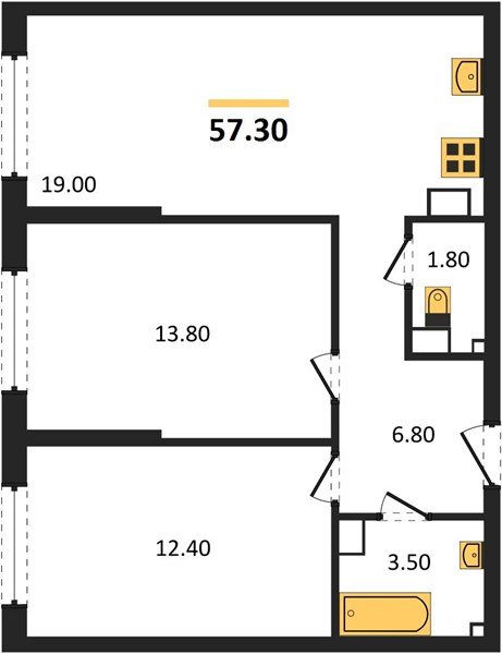 Фото №1: 2-комнатная квартира 57&nbsp;м², 4/16&nbsp;эт. - Краснодар, Прикубанский внутригородской округ, мкр. Догма Парк, ул. Анны Ахматовой, 22лит