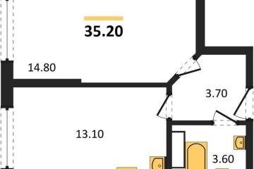Фото №1: 1-комнатная квартира 35 м², 3/16 эт. - Краснодар, мкр. Догма Парк, ул. Анны Ахматовой, 22лит