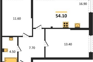 Фото №1: 2-комнатная квартира 54 м², 2/16 эт. - Краснодар, мкр. Догма Парк, ул. Анны Ахматовой, 22лит