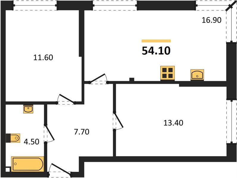Фото №1: 2-комнатная квартира 54&nbsp;м², 2/16&nbsp;эт. - Краснодар, Прикубанский внутригородской округ, мкр. Догма Парк, ул. Анны Ахматовой, 22лит