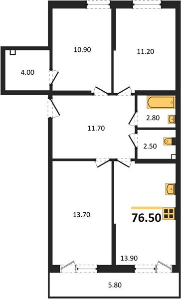 Фото №1: 3-комнатная квартира 76&nbsp;м², 2/16&nbsp;эт. - Краснодар, Прикубанский внутригородской округ, мкр. Догма Парк, ул. Анны Ахматовой, 22лит
