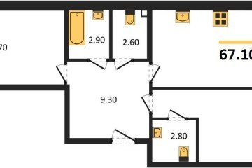 Фото №1: 2-комнатная квартира 67 м², 2/16 эт. - Краснодар, мкр. Догма Парк, ул. Анны Ахматовой, 22лит