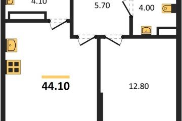 Фото №1: 1-комнатная квартира 44 м², 12/16 эт. - Краснодар, мкр. Догма Парк, ул. Анны Ахматовой, 22лит