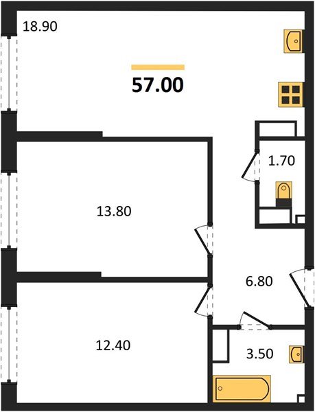 Фото №1: 2-комнатная квартира 57&nbsp;м², 12/16&nbsp;эт. - Краснодар, Прикубанский внутригородской округ, мкр. Догма Парк, ул. Анны Ахматовой, 22лит