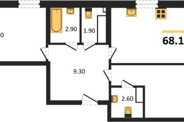 Фото №1: 2-комнатная квартира 68 м², 16/16 эт. - Краснодар, мкр. Догма Парк, ул. Анны Ахматовой, 22лит