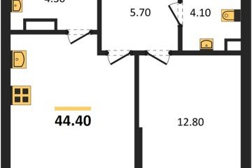 Фото №1: 1-комнатная квартира 44 м², 3/16 эт. - Краснодар, мкр. Догма Парк, ул. Анны Ахматовой