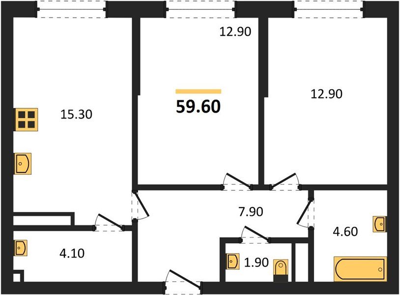 Фото №1: 2-комнатная квартира 59&nbsp;м², 9/16&nbsp;эт. - Краснодар, Прикубанский внутригородской округ, мкр. Догма Парк, ул. Анны Ахматовой
