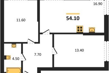 Фото №1: 2-комнатная квартира 54 м², 2/16 эт. - Краснодар, мкр. Догма Парк, ул. Анны Ахматовой