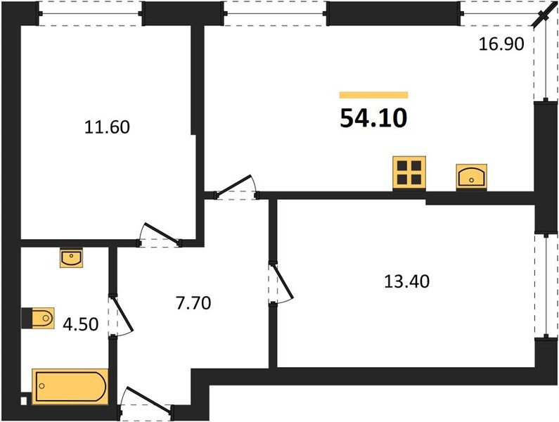 Фото №1: 2-комнатная квартира 54&nbsp;м², 2/16&nbsp;эт. - Краснодар, Прикубанский внутригородской округ, мкр. Догма Парк, ул. Анны Ахматовой