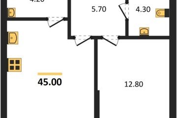 Фото №1: 1-комнатная квартира 45 м², 2/16 эт. - Краснодар, мкр. Догма Парк, ул. Анны Ахматовой