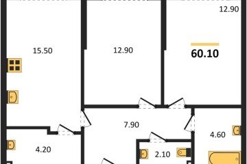 Фото №1: 2-комнатная квартира 60 м², 2/16 эт. - Краснодар, мкр. Догма Парк, ул. Анны Ахматовой
