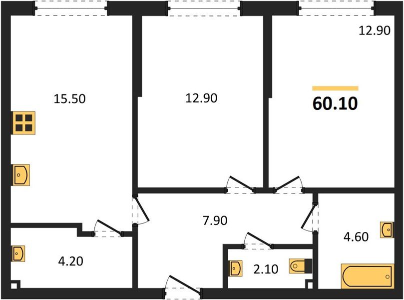 Фото №1: 2-комнатная квартира 60&nbsp;м², 2/16&nbsp;эт. - Краснодар, Прикубанский внутригородской округ, мкр. Догма Парк, ул. Анны Ахматовой