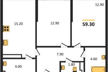 Фото №1: 2-комнатная квартира 59 м², 14/16 эт. - Краснодар, мкр. Догма Парк, ул. Анны Ахматовой