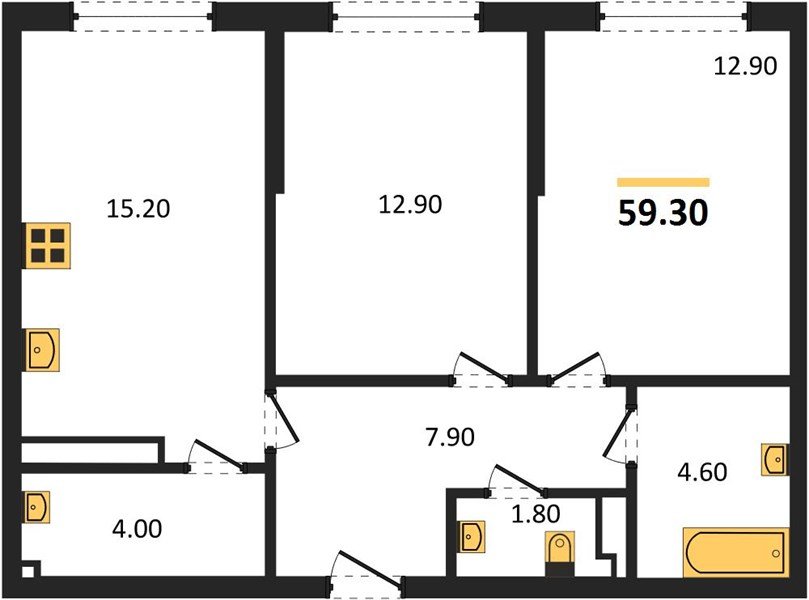 Фото №1: 2-комнатная квартира 59&nbsp;м², 14/16&nbsp;эт. - Краснодар, Прикубанский внутригородской округ, мкр. Догма Парк, ул. Анны Ахматовой