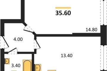 Фото №1: 1-комнатная квартира 35 м², 2/16 эт. - Краснодар, мкр. Догма Парк, ул. Анны Ахматовой