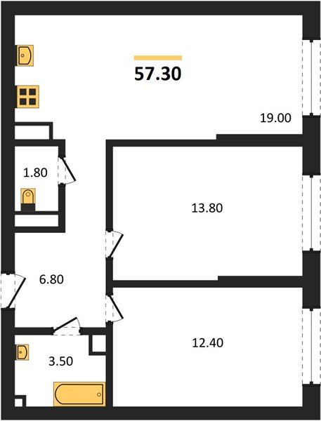 Фото №1: 2-комнатная квартира 57&nbsp;м², 9/16&nbsp;эт. - Краснодар, Прикубанский внутригородской округ, мкр. Догма Парк, ул. Анны Ахматовой