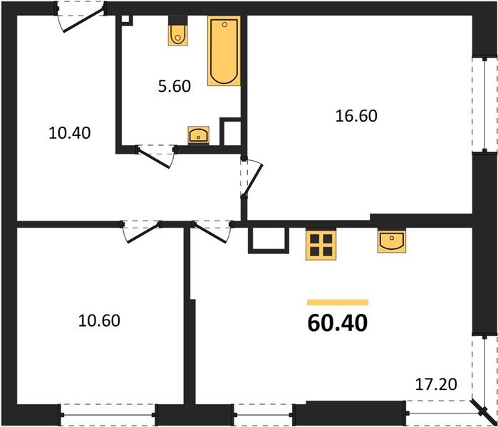 Фото №1: 2-комнатная квартира 60&nbsp;м², 7/16&nbsp;эт. - Краснодар, Прикубанский внутригородской округ, мкр. Догма Парк, ул. Анны Ахматовой