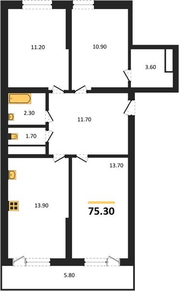 Фото №1: 3-комнатная квартира 75&nbsp;м², 11/16&nbsp;эт. - Краснодар, Прикубанский внутригородской округ, мкр. Догма Парк, ул. Анны Ахматовой