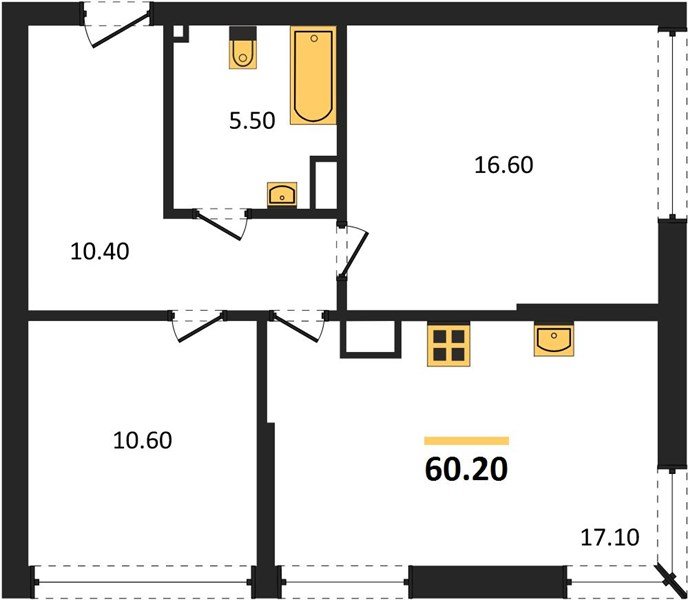 Фото №1: 2-комнатная квартира 60&nbsp;м², 15/16&nbsp;эт. - Краснодар, Прикубанский внутригородской округ, мкр. Догма Парк, ул. Анны Ахматовой