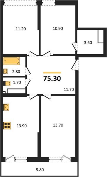 Фото №1: 3-комнатная квартира 75&nbsp;м², 15/16&nbsp;эт. - Краснодар, Прикубанский внутригородской округ, мкр. Догма Парк, ул. Анны Ахматовой