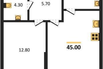 Фото №1: 1-комнатная квартира 45 м², 2/16 эт. - Краснодар, мкр. Догма Парк, ул. Анны Ахматовой
