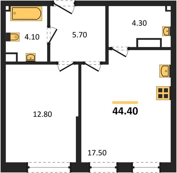 Фото №1: 1-комнатная квартира 44&nbsp;м², 3/16&nbsp;эт. - Краснодар, Прикубанский внутригородской округ, мкр. Догма Парк, ул. Анны Ахматовой