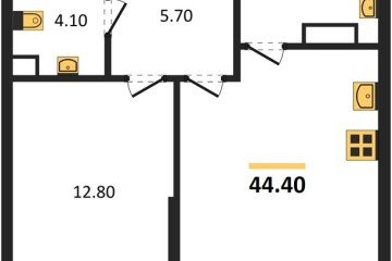 Фото №1: 1-комнатная квартира 44 м², 9/16 эт. - Краснодар, мкр. Догма Парк, ул. Анны Ахматовой