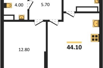 Фото №1: 1-комнатная квартира 44 м², 12/16 эт. - Краснодар, мкр. Догма Парк, ул. Анны Ахматовой