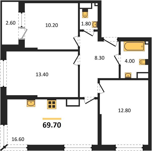 Фото №1: 3-комнатная квартира 69&nbsp;м², 12/16&nbsp;эт. - Краснодар, Прикубанский внутригородской округ, мкр. Догма Парк, ул. Анны Ахматовой