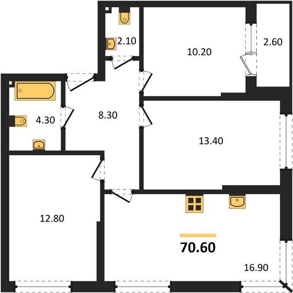 Фото №1: 3-комнатная квартира 70&nbsp;м², 2/16&nbsp;эт. - Краснодар, Прикубанский внутригородской округ, мкр. Догма Парк