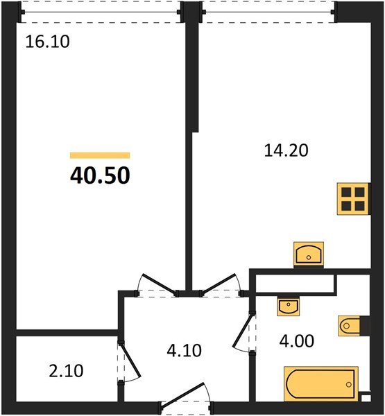 Фото №1: 1-комнатная квартира 40&nbsp;м², 16/16&nbsp;эт. - Краснодар, Прикубанский внутригородской округ, мкр. Догма Парк