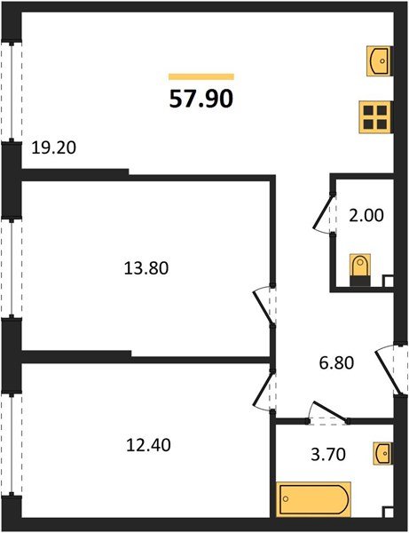 Фото №1: 2-комнатная квартира 57&nbsp;м², 2/16&nbsp;эт. - Краснодар, Прикубанский внутригородской округ, мкр. Догма Парк