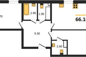 Фото №1: 2-комнатная квартира 66 м², 12/16 эт. - Краснодар, мкр. Догма Парк,
