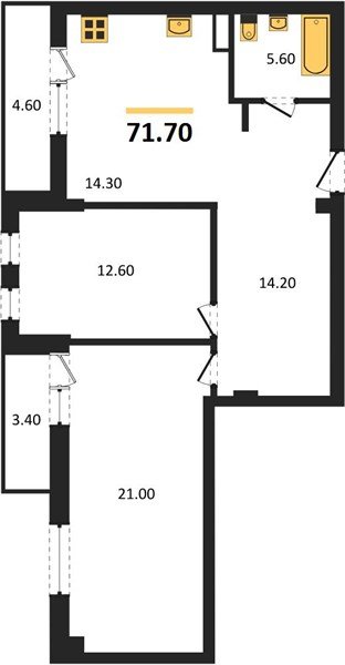 Фото №1: 2-комнатная квартира 73&nbsp;м², 1/5&nbsp;эт. - Краснодар, Прикубанский внутригородской округ, мкр. Фестивальный