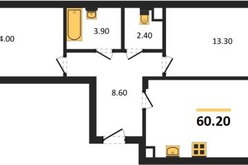 Фото №1: 2-комнатная квартира 62 м², 1/5 эт. - Краснодар, мкр. Фестивальный,