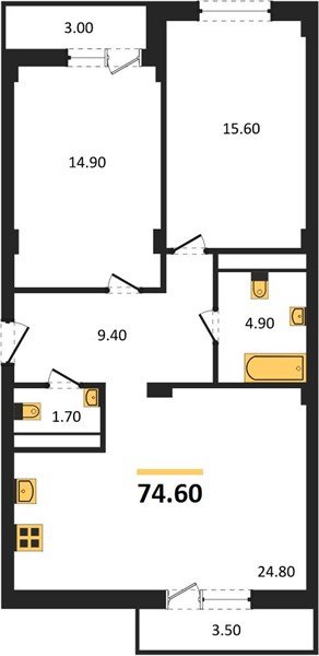 Фото №1: 2-комнатная квартира 76&nbsp;м², 2/5&nbsp;эт. - Краснодар, Прикубанский внутригородской округ, мкр. Фестивальный