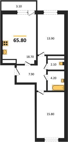 Фото №1: 2-комнатная квартира 65&nbsp;м², 3/5&nbsp;эт. - Краснодар, Прикубанский внутригородской округ, мкр. Фестивальный