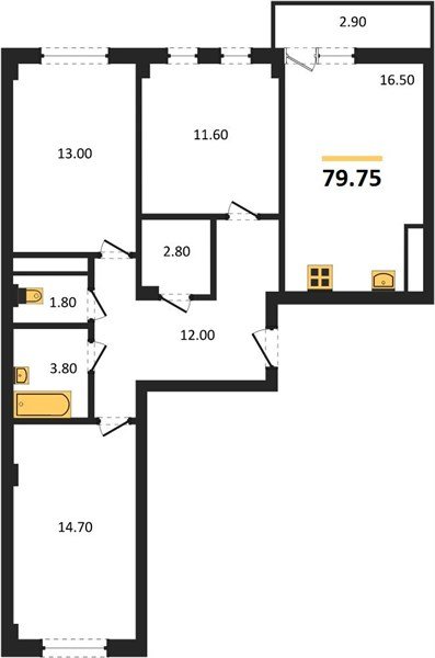 Фото №1: 3-комнатная квартира 79&nbsp;м², 5/5&nbsp;эт. - Краснодар, Прикубанский внутригородской округ, мкр. Фестивальный